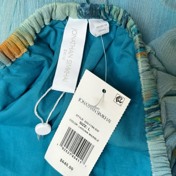 Jonathan Simkhai sz L Dress Shailene Laurel Laguna marble blue Halter maxi New - Picture 5 of 6